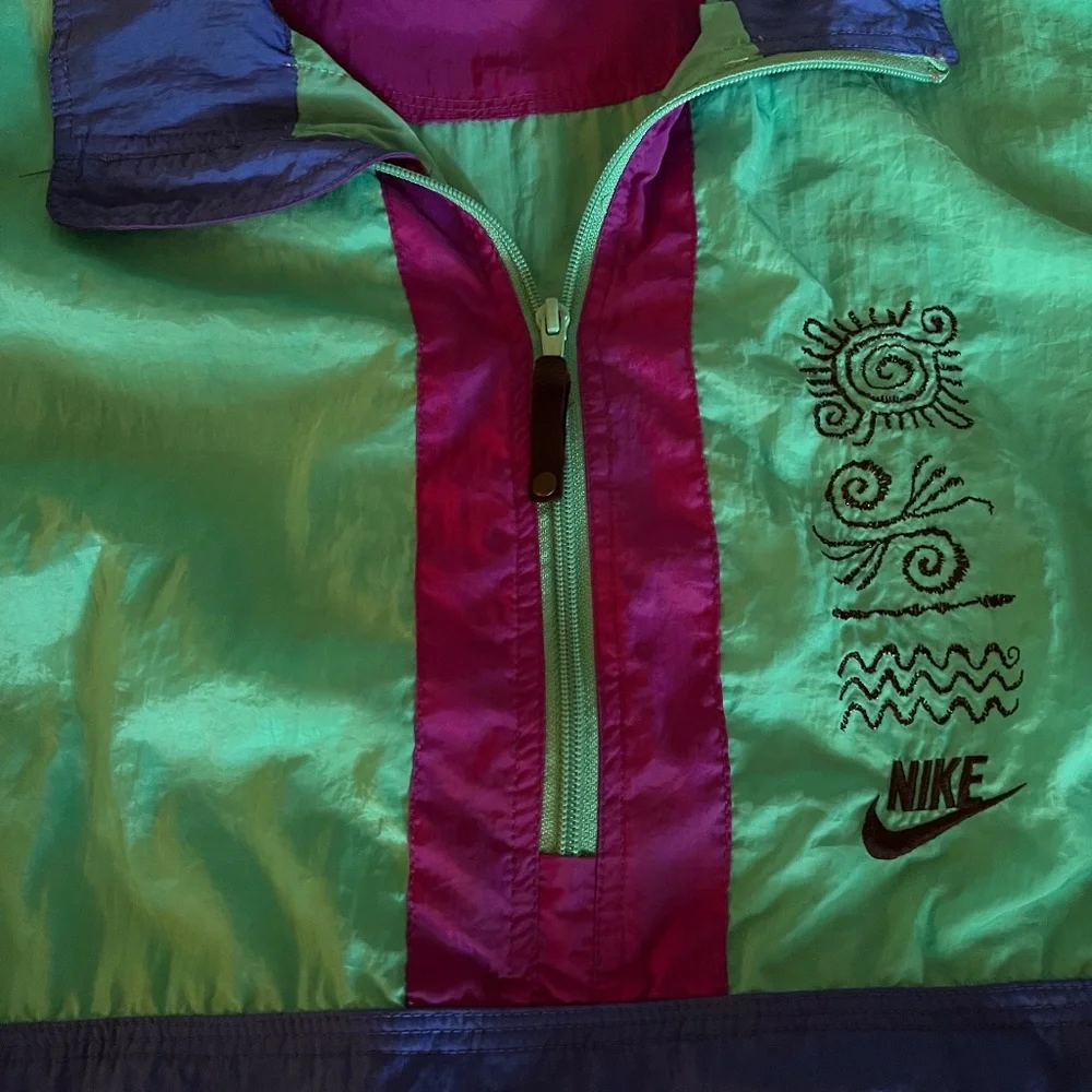 Vintage Adidas ACG Pullover Windbreaker Color: Turquoise Blue and Purple Size: L - Picture 4 of 14